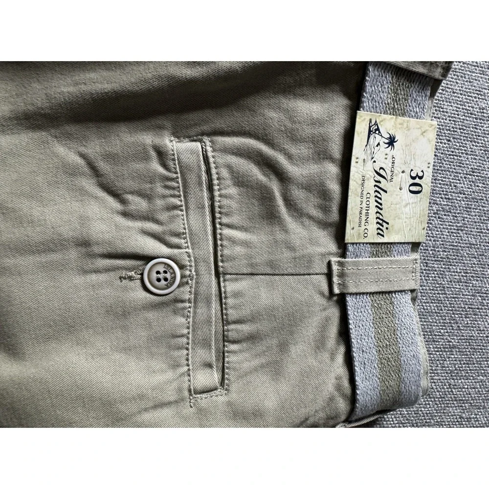 Original Islandia Sport Men's Khaki Belted Chino Shorts 30 Cotton, Preppy, USA